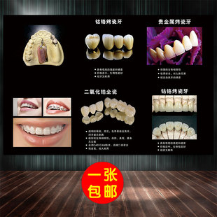 牙科诊所装饰画牙齿挂画口腔医院烤瓷牙海报二氧化锆全瓷牙kt贴画