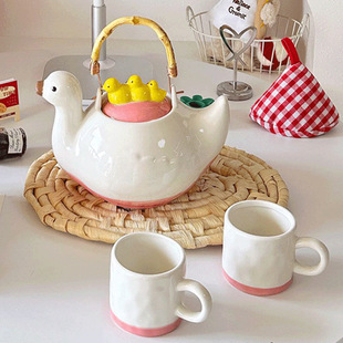 陶瓷杯具下午茶水壶可爱大鹅茶杯子凉白开茶具泡茶壶家用水具套装