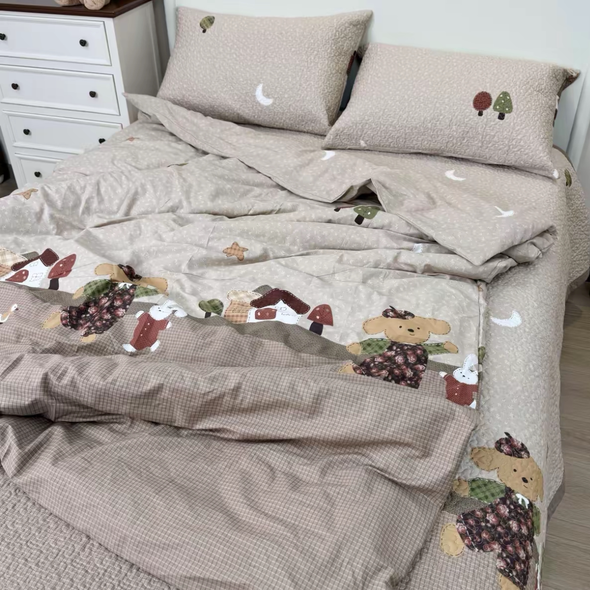 斜纹印花高颜值（单品被罩）爆款ins风小清新卡通薄款双面纯棉