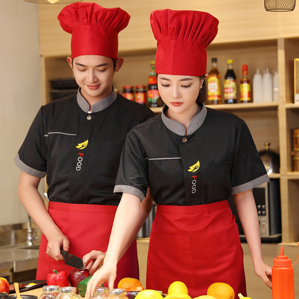夏季酒店厨师工作服短袖男薄款透气饭店食堂餐厅后厨工衣定制logo