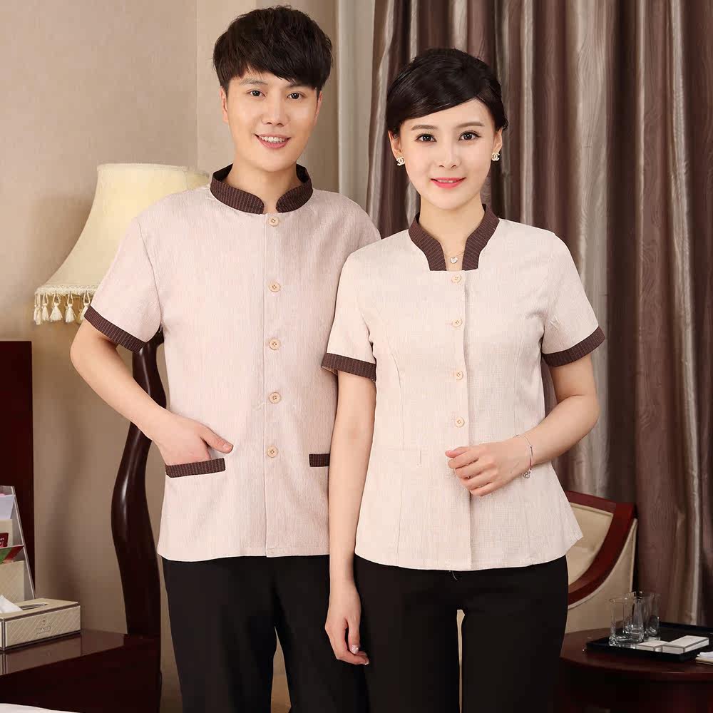 保洁工作服女短袖阿姨家政透气酒店宾馆客房服务员保洁服加大加肥