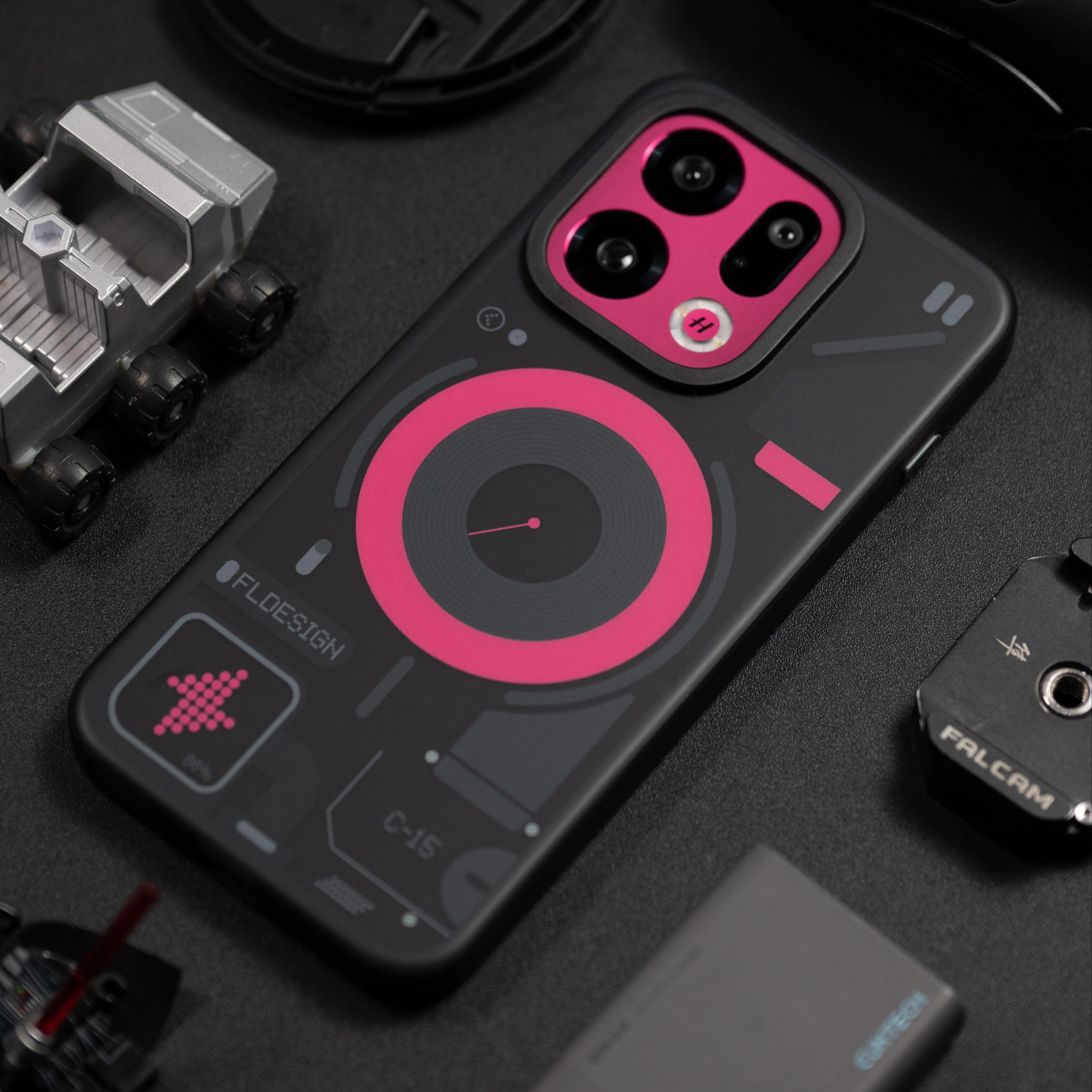 适配OPPOFindX9系列原创科技风C15幻域粉配色双层IMD磁吸手机壳