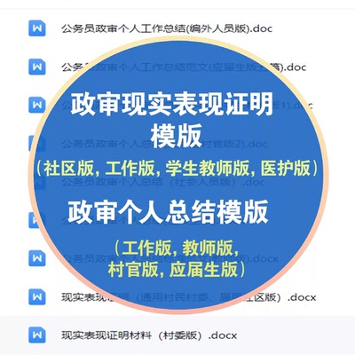 政审材料一站式搞定 现实表现+自我总结模板（社区版、工作版等）