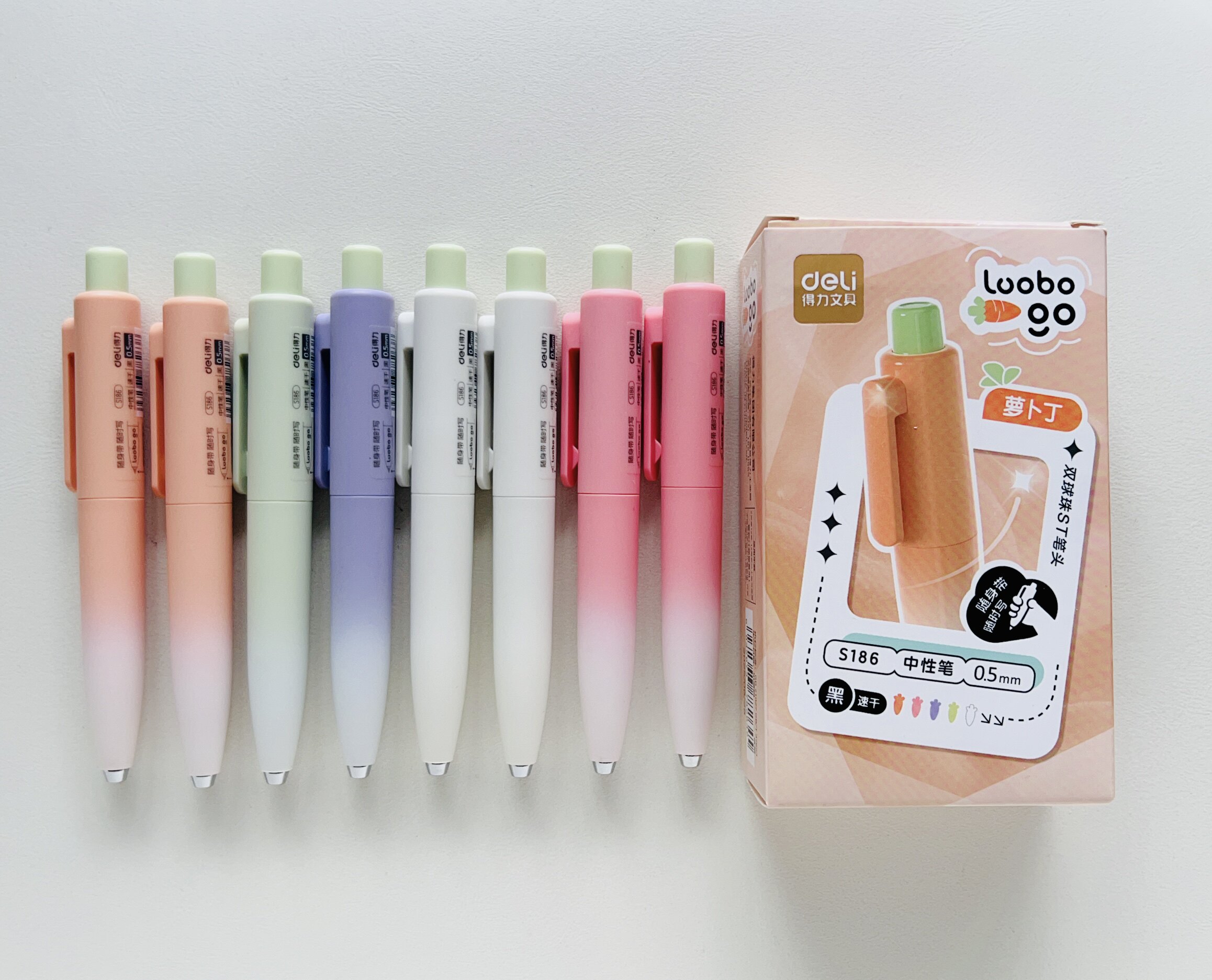 得力S186萝卜丁速干按动个人型中性笔0.5mm双珠ST头(黑)(支)