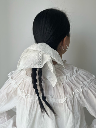 白色蕾丝花边高级感大肠发圈女小众设计显脸小头花头绳韩国头饰潮