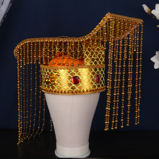 戏剧演出帽金冠玉皇大帝秦始皇神像平顶冠头冠皇帝头饰王帽冲天冠