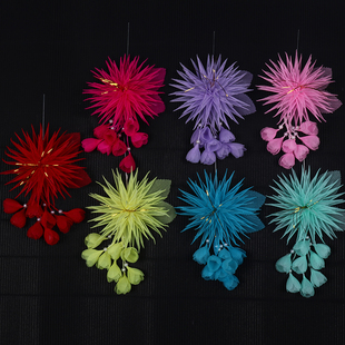 戏曲鬓花 单朵菊花穗子 京剧青衣花旦包头绢花耳边花古装头花头饰