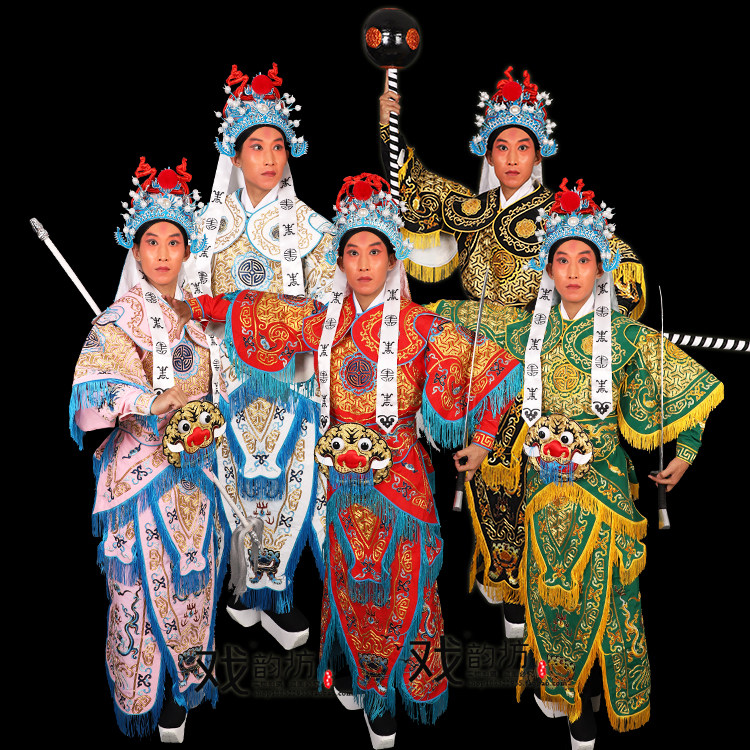 戏曲戏剧豫剧演出服改良靠秦腔服饰武生武将男大靠软靠绉男改良靠