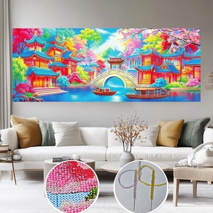 梦里江南穿珠绣十字绣新款客厅风景山水画全珠绣串珠绣diy材料包