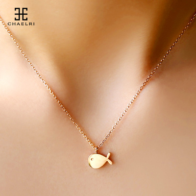 兰米儿小鱼18K钛钢镀玫瑰金彩金项链女小丑鱼锁骨链韩国吊坠饰品