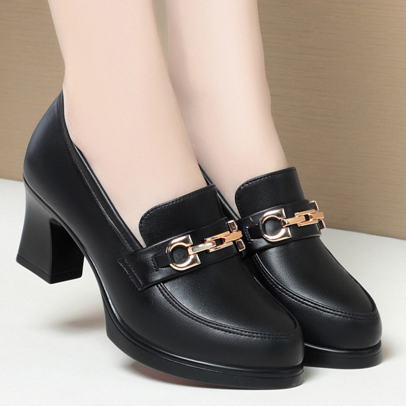 高跟乐福鞋女2025新款气质深口单鞋春秋妈妈鞋中年女士皮鞋配裙子,运动鞋new,运动休闲鞋,淘宝优惠券,粉丝福利购,淘宝优惠卷