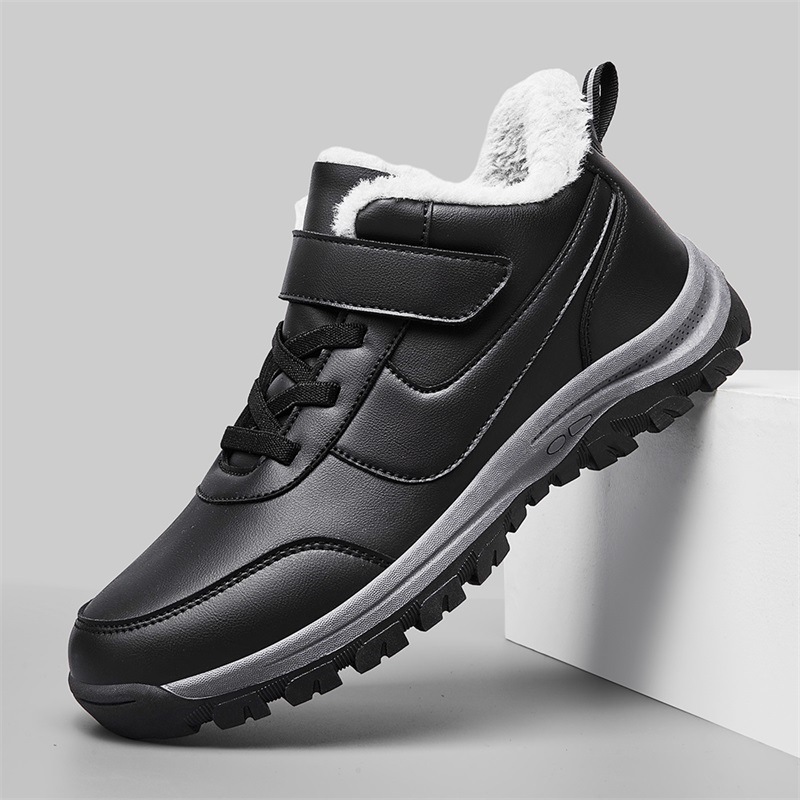 冬季高帮全皮面防水棉鞋加厚老人鞋女加绒保暖健步鞋防滑雪地鞋