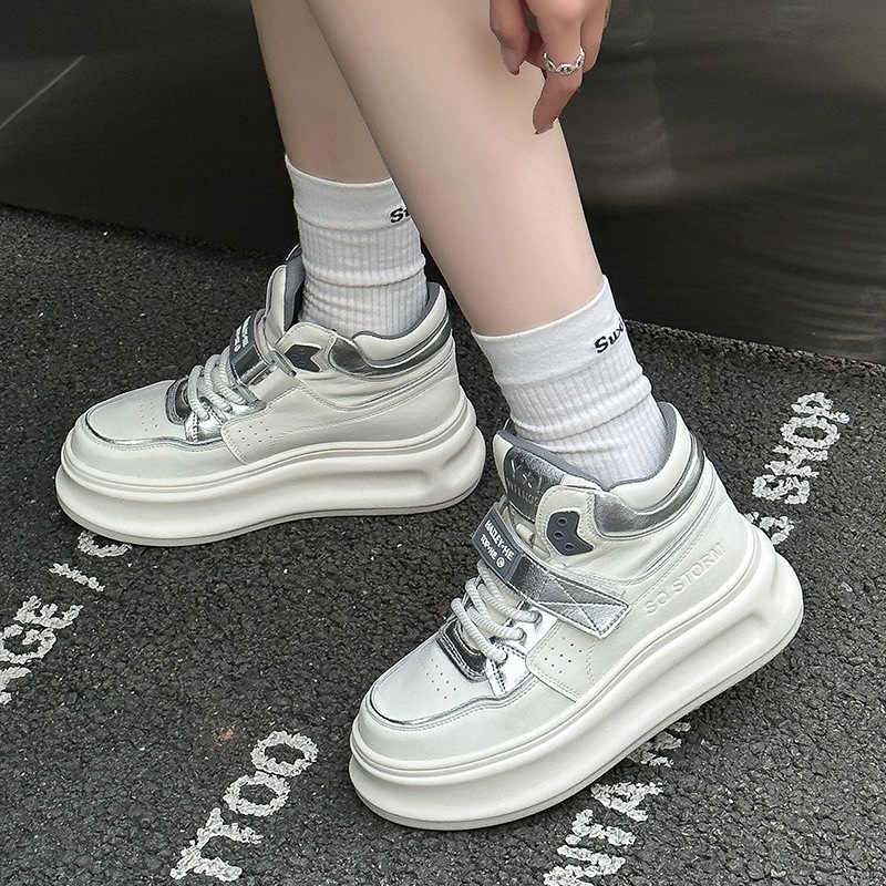 高帮老爹鞋女2025秋冬新款网红爆款欧货魔术贴增高厚底百搭休闲鞋