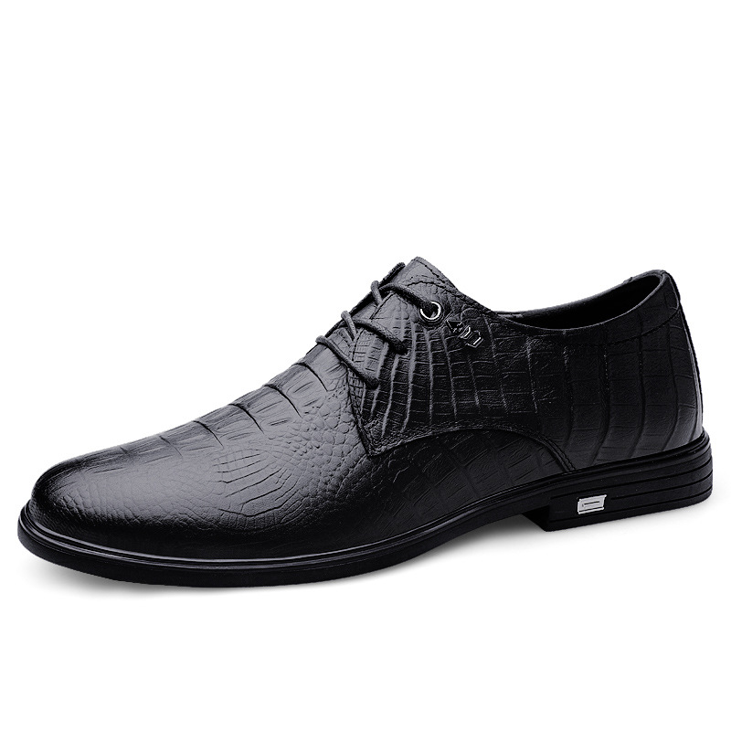 2363男女鞋商务皮鞋绅士真皮休闲鞋春秋低帮压花鳄鱼纹牛皮面正装