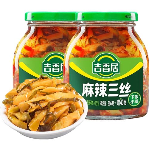 吉香居麻辣三丝306g瓶装盐菜咸菜榨菜下饭早餐夹馒头拌饭配粥菜