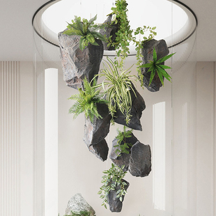 pu仿真石头造景悬挂泡沫石头室内景观墙定制悬浮假山创意雕塑摆件