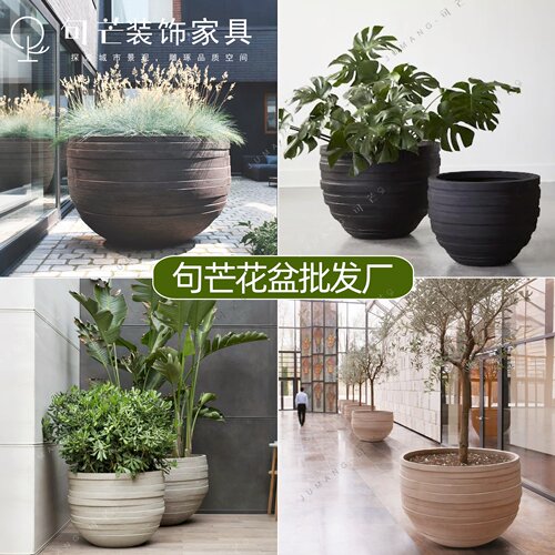 玻璃钢花盆户外条纹波浪花钵定制