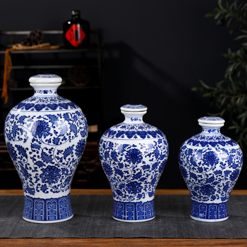 景德镇仿古陶瓷酒瓶五斤装 青花瓷2斤3斤5斤装空酒坛子家用酒具
