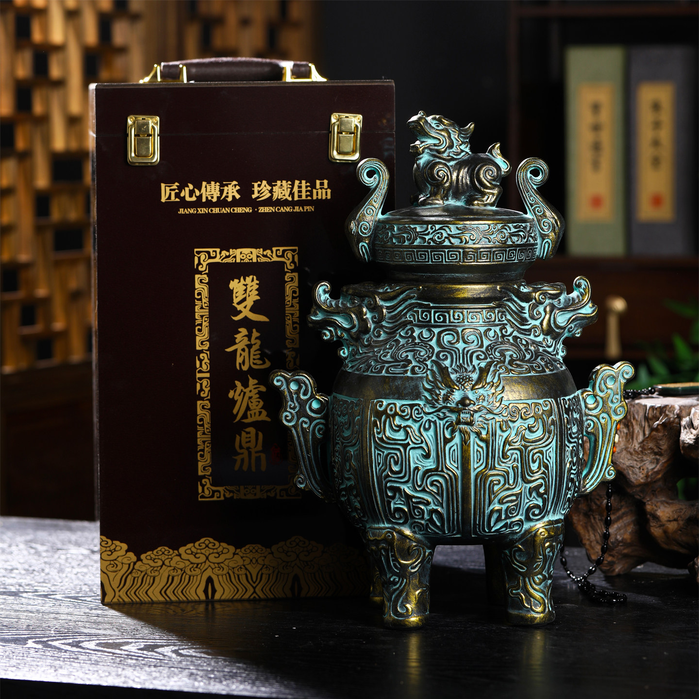 五斤装仿古雕刻龙陶瓷酒瓶 景德镇仿青铜鼎密封酒坛 5斤家用酒壶