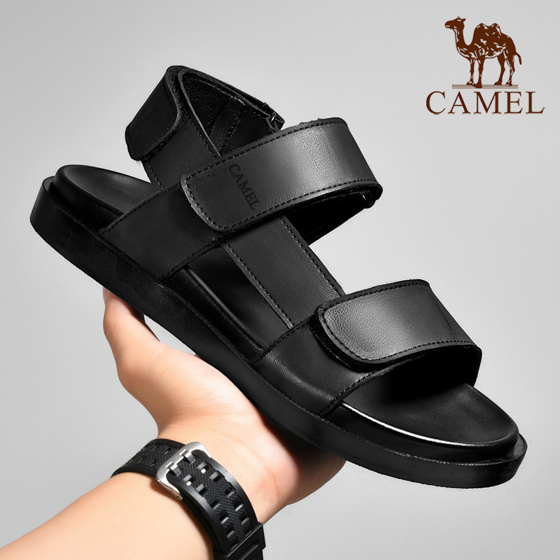 Camel/骆驼男鞋夏季新款凉鞋男真皮软底沙滩鞋休闲防滑外穿凉拖鞋