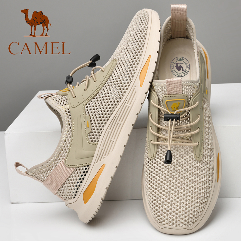 Camel/骆驼男夏季飞织网眼运动鞋