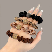 闪珠成人头绳女扎马尾高弹力耐用大肠发圈高级感洋气时尚 豹纹皮套