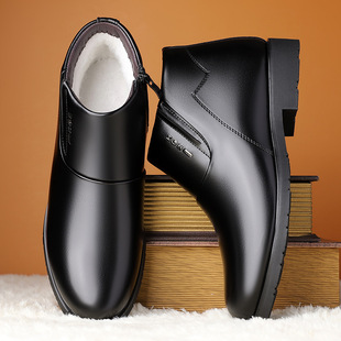 2025冬季新款男士商务正装皮靴男高帮鞋加绒保暖棉皮靴男311
