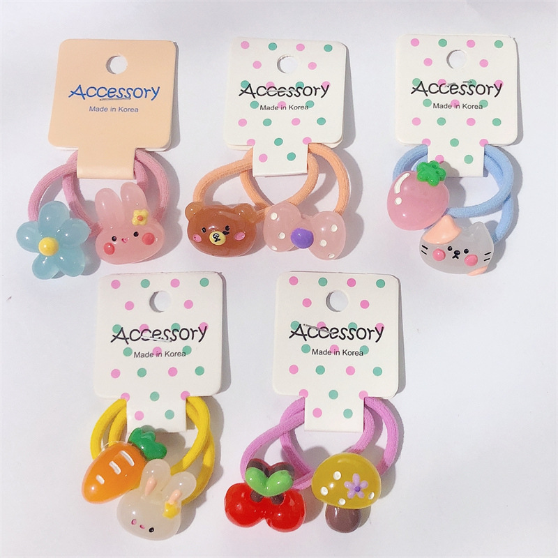 韩版女童水果发圈彩色卡通头绳