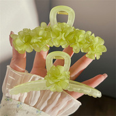 绿色铃兰花发夹女夏季 后脑勺夹头发抓夹森系发卡仙美鲨鱼夹子头饰