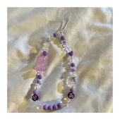 外贸热销印花方块熊手机链短款 串珠手机挂绳防摔手绳挂饰挂件盲盒