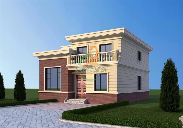 开间10进深12米125平方二层农村别墅设计图纸自建房屋效果图平顶