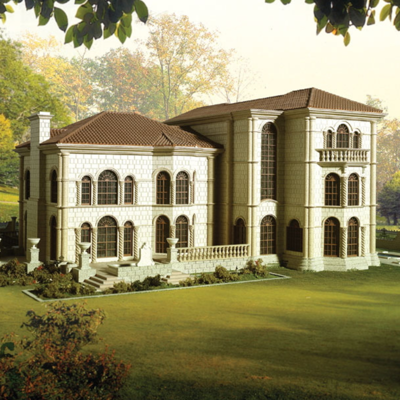 415平三层西班牙马尔贝拉式豪华别墅设计图纸带电梯地下室游泳池