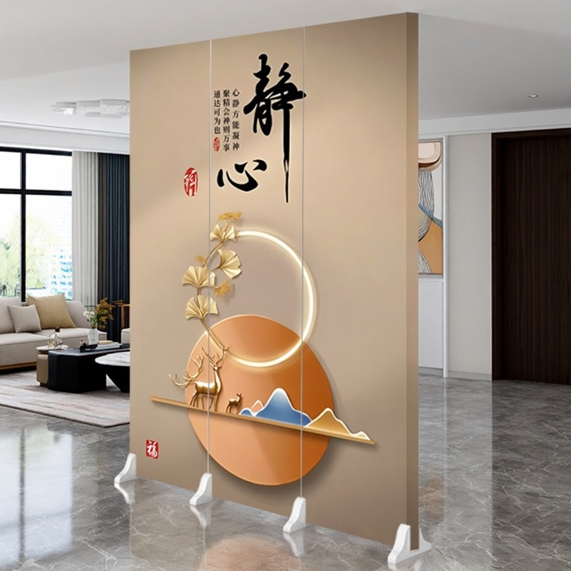新中式屏风隔断客厅玄关卧室床正对入户门遮挡装饰折叠移动可定制