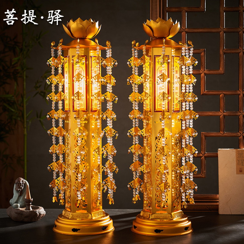 日式鎏金立幢 佛具幡幢璎珞 佛堂装饰佛号挂幡摆件 法幢佛幡