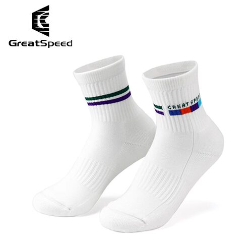 GreatSpeed法网网球袜男女休闲中筒中腰运动袜毛巾底防滑羽毛球袜
