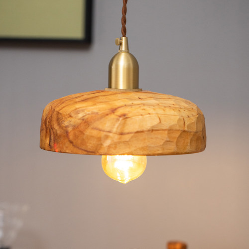 新款北欧餐桌灯木质吊灯日式卧室