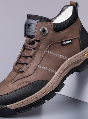 2025冬季新款男士高帮棉鞋男手工上线休闲鞋加绒保暖雪地靴22371