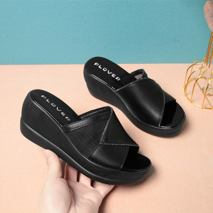 配裙子防水台高跟厚底坡跟松糕底女鞋 时尚 女夏外穿新款 凉拖鞋