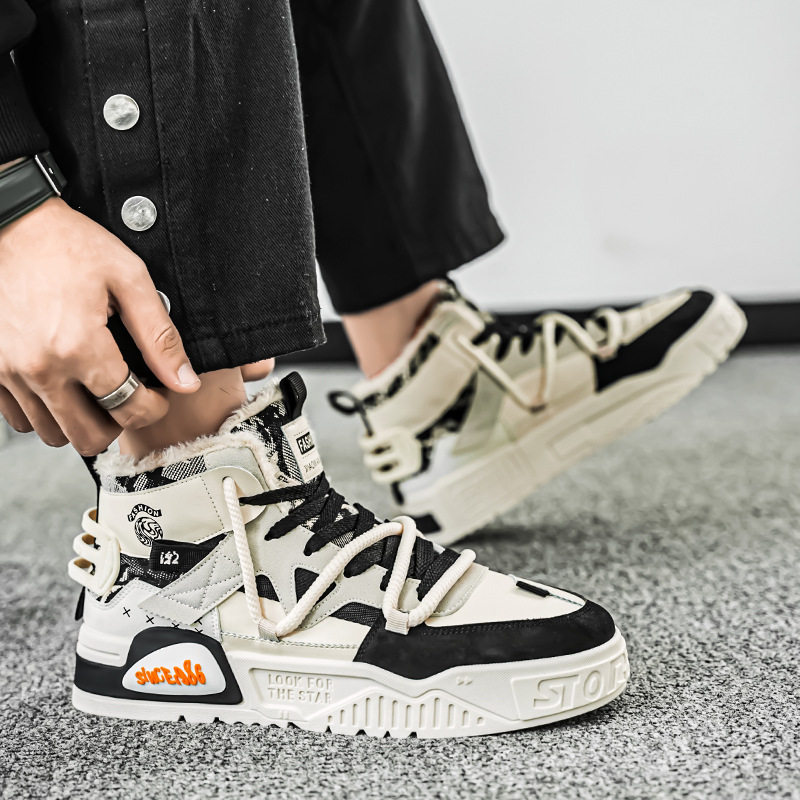 ins男鞋潮流加绒保暖嘻哈高帮板青少年韩版休闲原宿运动鞋男棉鞋,运动鞋new,运动休闲鞋,淘宝优惠券,粉丝福利购,淘宝优惠卷