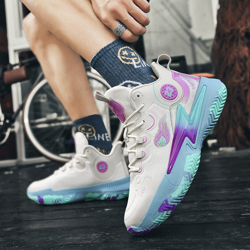 跨境新款篮球鞋男高帮青少年学生实战水泥地比赛运动跑步鞋批代发