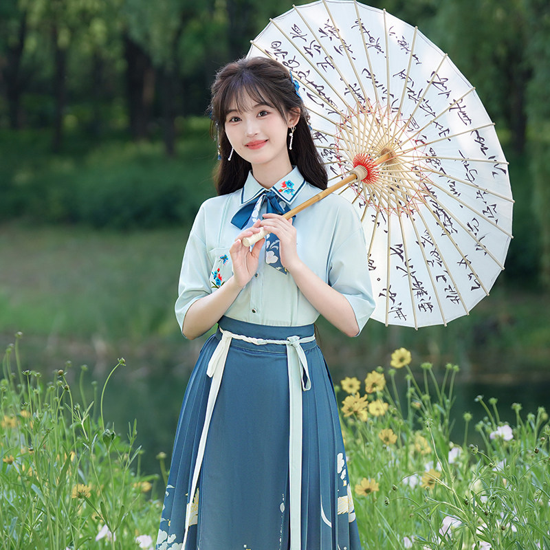 新中式国风超仙绝美中式汉服女改良夏款日常汉元素国风短袖衬衫,女装/女士精品,汉服套装,淘宝优惠券,粉丝福利购,淘宝优惠卷