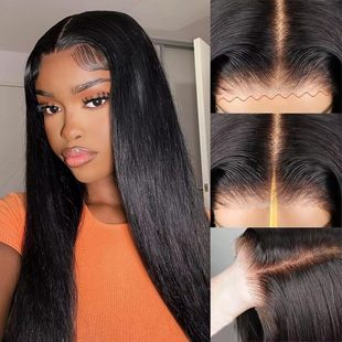 Knots Straight Closure and Wigs Lace Glueless Wear 6x4