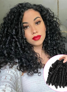 扁曲funmi Bouncy curly wave human hair Bundles真人发假发发帘