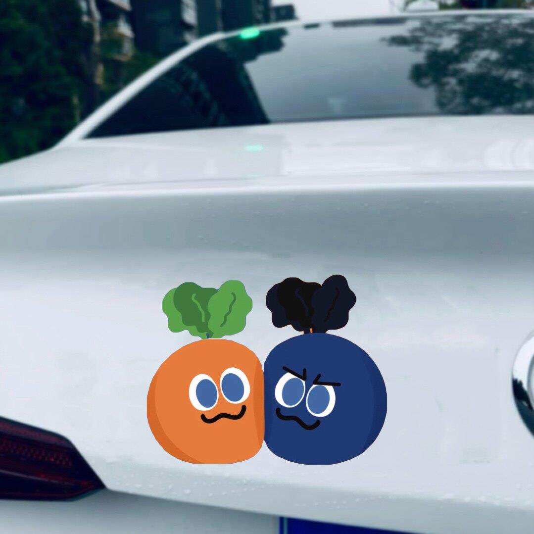 五月天百事可乐蓝卜卜胡萝卜车窗油箱盖电动车装饰划痕遮挡贴纸