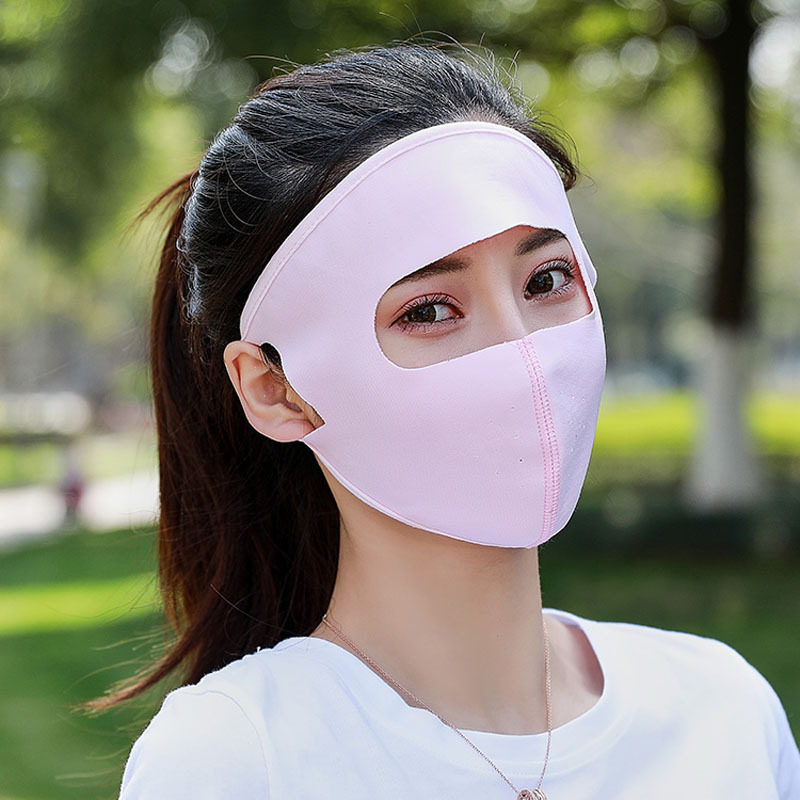 女夏季冰丝口罩防紫外线透气蒙面薄款户外遮阳沙滩全脸防晒面纱罩