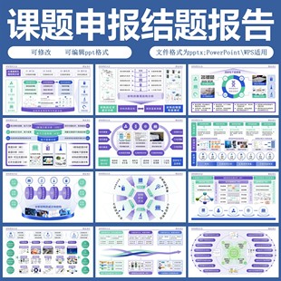 课题申报精选12图教学能力比赛PPT模板结题架构图工科课题框架图