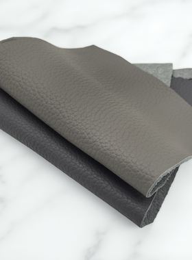 头层牛皮2.5MM厚真皮皮料牛皮厚牛皮皮灰色亚光皮大荔枝纹沙发皮