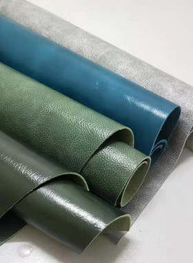 牛皮皮料真皮油蜡皮墨绿色欧式沙发皮平纹草绿座椅床头软包面料