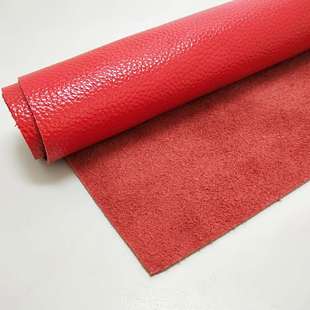 大红色牛皮皮料真皮皮子面料红色牛皮头层整张裁剪荔枝纹皮子