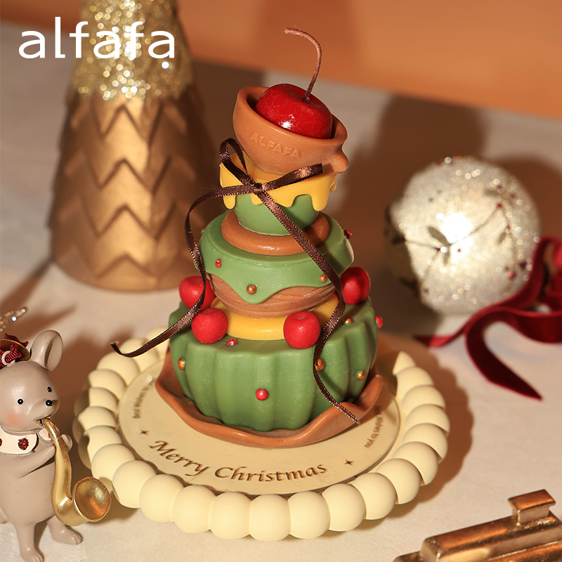 【新品】alfafa圣诞许愿蛋糕香薰蜡烛原创圣诞礼物节日送礼